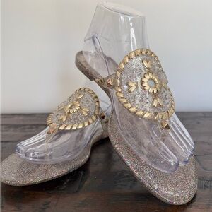 Jack Rogers Georgica Clear Glitter Jelly Thong Sandals Size 7